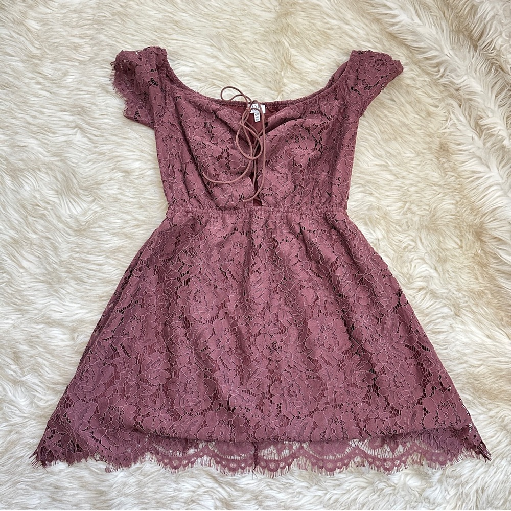 TOBI Eden Marsala Lace Skater Dress